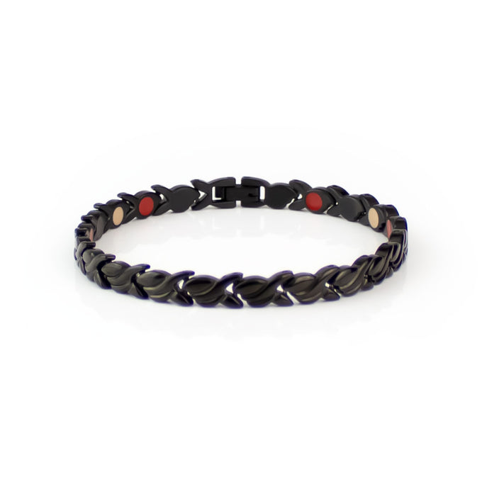 End of Summer Sale - Eclipse - Premium Hand Mineral-Infused Negative Ion Bracelet, Black Stainles...