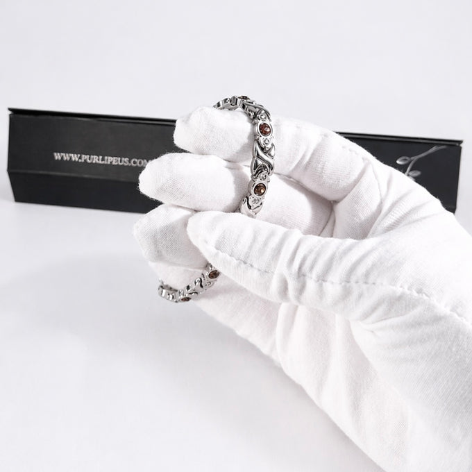 End of Summer Sale - Cross - Premium Hand Mineral-Infused Negative Ion Bracelet, Brown Swarovski ...