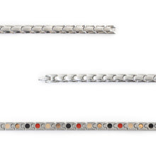 Close-up of Affinity negative ion bracelet links with stainless steel to show detail.