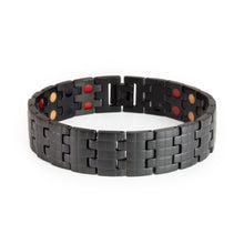 Brilliant Black matte stainless steel bracelet front view showing engraved checkered pattern and subtle matte finish.