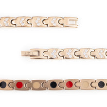 Labor Day Sale - Crescents - Negative Ion Bracelet, Titanium Rose Gold with Swarovski Crystals