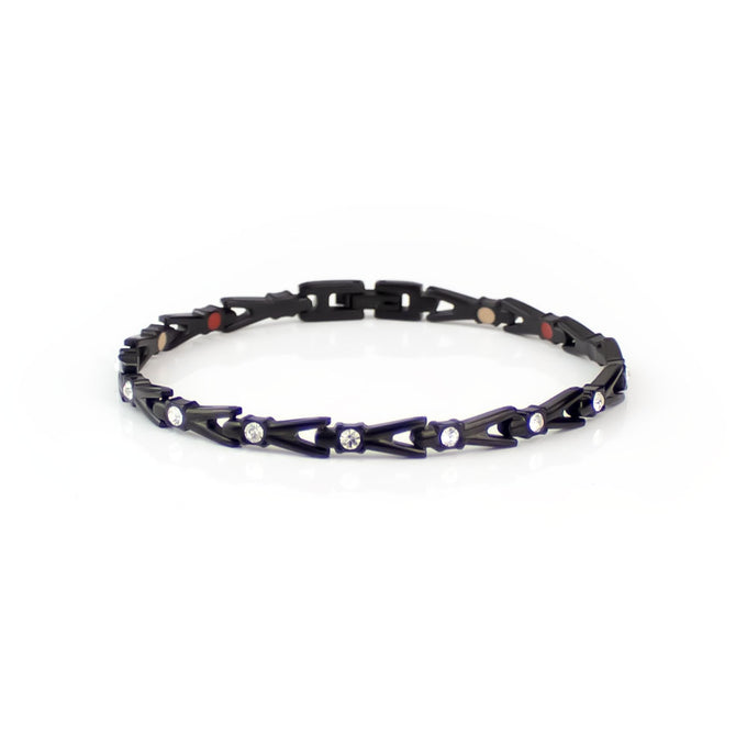 End of Summer Sale - Crystal - Negative Ion Bracelet, Black Titanium with Swarovski Crystals