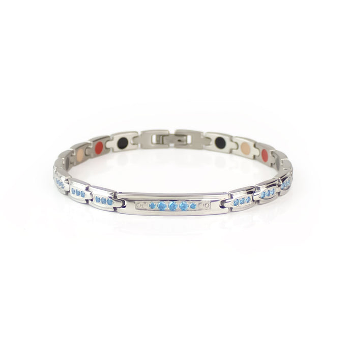 End of Summer Sale - Deep Sea - Premium Hand Mineral-Infused Negative Ion Bracelet, Stainless Ste...