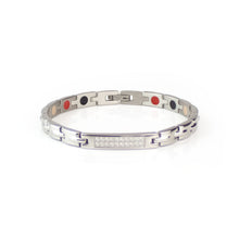Labor Day Sale - Dove - Premium Hand Mineral-Infused Negative Ion Bracelet, Stainless Steel, Swarovski Crystal Detail, Boutique Everyday Wear, Secure Branded Buckle, Jointed Comfort Fit, Limited Lifetime Warranty