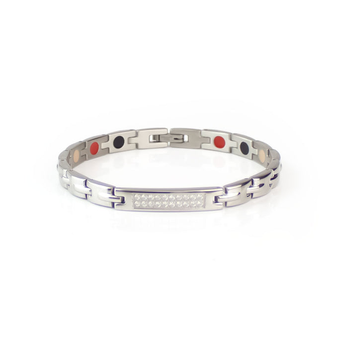 End of Summer Sale - Dove - Premium Hand Mineral-Infused Negative Ion Bracelet, Stainless Steel, ...