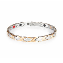 Drops - Premium Hand Mineral-Infused Negative Ion Bracelet, Stainless Steel, Rose Gold Finish, Polished Finish, Warm Elegant Boutique Look, Secure Branded Buckle, Jointed Comfort Fit, Limited Lifetime Warranty