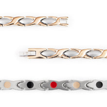 Drops - Premium Hand Mineral-Infused Negative Ion Bracelet, Stainless Steel, Rose Gold Finish, Polished Finish, Warm Elegant Boutique Look, Secure Branded Buckle, Jointed Comfort Fit, Limited Lifetime Warranty