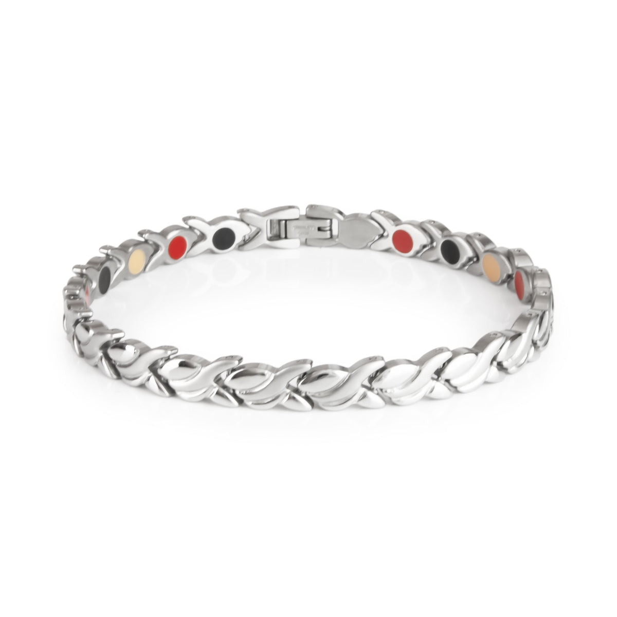 Labor Day Sale - Flawless - Premium Hand Mineral-Infused Negative Ion Bracelet, Stainless Steel, Brushed Texture, Sculpted Jewelry Profile, Secure Branded Buckle, Jointed Comfort Fit, Limited Lifetime Warranty
