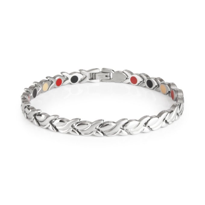 End of Summer Sale - Flawless - Premium Hand Mineral-Infused Negative Ion Bracelet, Stainless Ste...