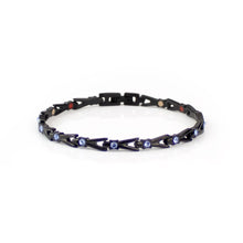 Labor Day Sale - Forever - Negative Ion Bracelet, Black Titanium with Blue Swarovski Crystals