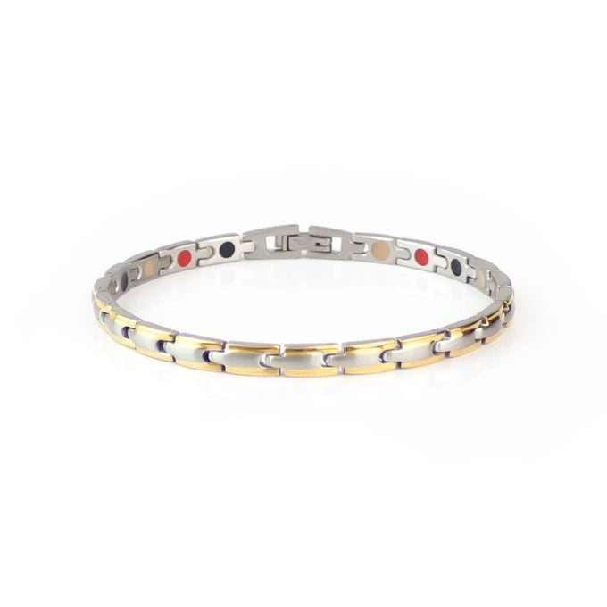 End of Summer Sale - Gilt - Premium Hand Mineral-Infused Negative Ion Bracelet, Stainless Steel, ...