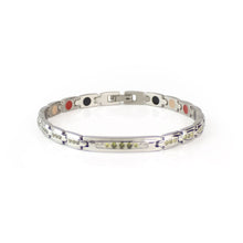 Labor Day Sale - Harlequin - Premium Hand Mineral-Infused Negative Ion Bracelet, Stainless Steel, Swarovski Crystal Detail, Boutique Everyday Wear, Secure Branded Buckle, Jointed Comfort Fit, Limited Lifetime Warranty