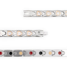 Labor Day Sale - Hearts - Negative Ion Bracelet, Titanium with Rose Gold Hearts & Swarovski Crystals
