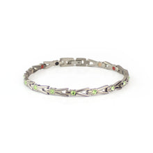 Labor Day Sale - Imagine - Negative Ion Bracelet, Titanium with Green Swarovski Crystals