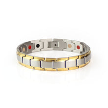 King - Premium Hand Mineral-Infused Negative Ion Bracelet, Stainless Steel, Gold Finish, Polished Statement Look, Secure Branded Buckle, Jointed Comfort Fit, Limited Lifetime Warranty