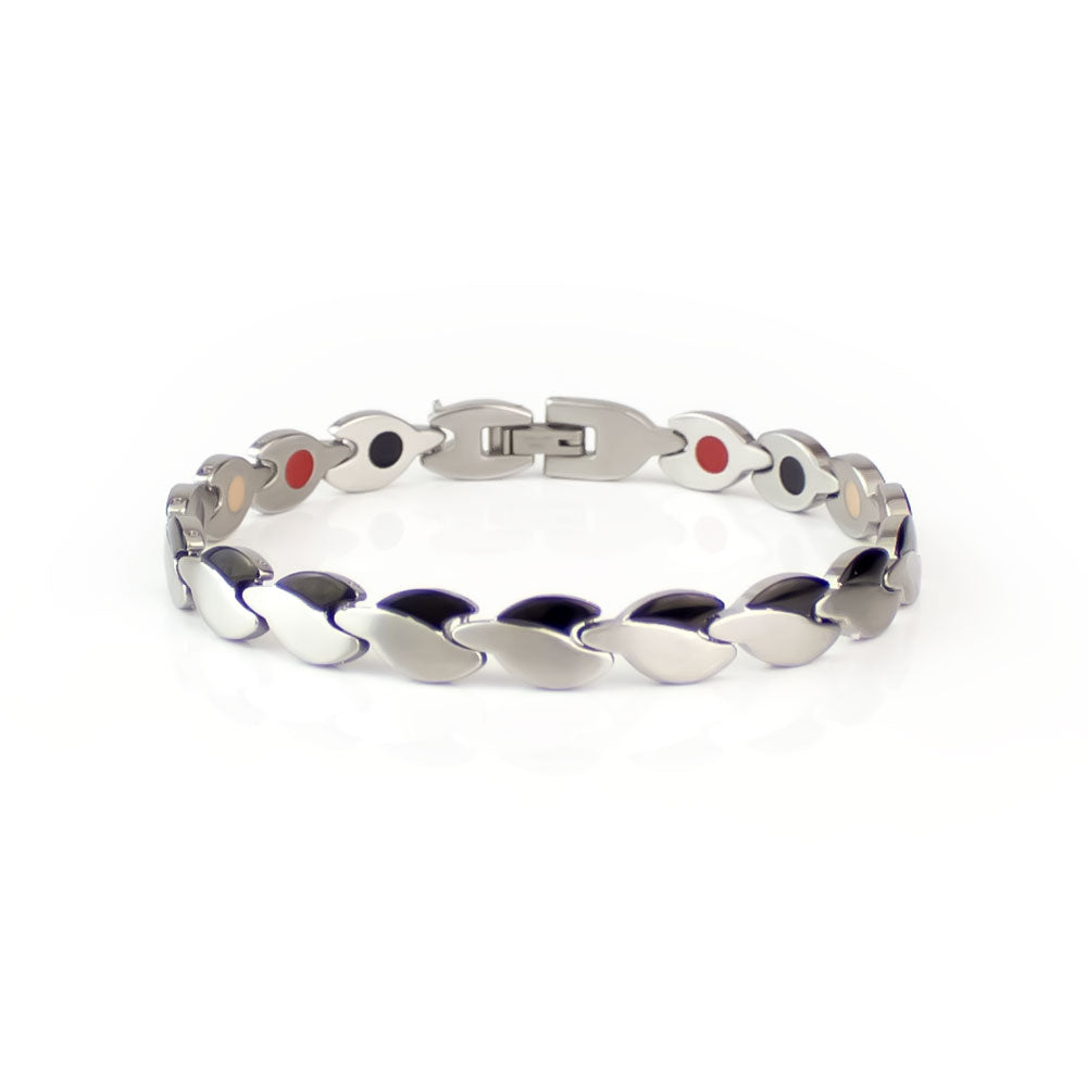 Labor Day Sale - Lucky - Premium Hand Mineral-Infused Negative Ion Bracelet, Stainless Steel, Boutique Everyday Wear, Secure Branded Buckle, Jointed Comfort Fit, Limited Lifetime Warranty
