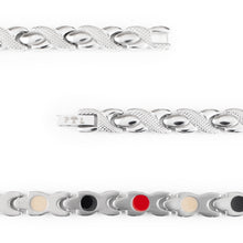 Mercury - Premium Hand Mineral-Infused Negative Ion Bracelet, Stainless Steel, Flexible Link Design, Secure Branded Buckle, Limited Lifetime Warranty