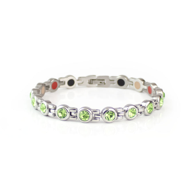 End of Summer Sale - Myrtle - Premium Hand Mineral-Infused Negative Ion Bracelet, Stainless Steel...