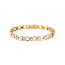 Labor Day Sale - Nice - Negative Ion Bracelet, Gold Plated Titanium with Swarovski Crystals