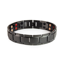Pure Black matte stainless steel bracelet front view showing polished borders and angular link design.