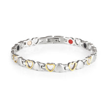 Queenly - Premium Hand Mineral-Infused Negative Ion Bracelet, Stainless Steel, Gold Finish, Polished Statement Look, Secure Branded Buckle, Jointed Comfort Fit, Limited Lifetime Warranty