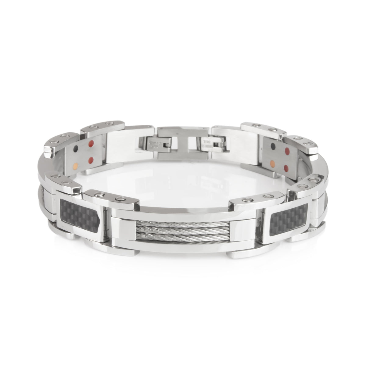 End of Summer Sale - Renew - Premium Hand Mineral-Infused Negative Ion Bracelet, Stainless Steel, Bold Modern Everyday Style, Secure Branded Buckle, Jointed Comfort Fit, Limited Lifetime Warranty
