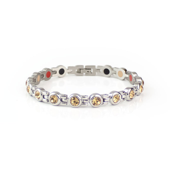 End of Summer Sale - Rio - Premium Hand Mineral-Infused Negative Ion Bracelet, Stainless Steel, S...