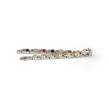 Labor Day Sale - Rio - Premium Hand Mineral-Infused Negative Ion Bracelet, Stainless Steel, Swarovski Crystal Detail, Boutique Everyday Wear, Secure Branded Buckle, Jointed Comfort Fit, Limited Lifetime Warranty