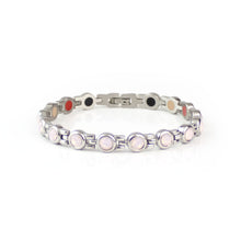 End of Summer Sale - Rose - Premium Hand Mineral-Infused Negative Ion Bracelet, Stainless Steel, Swarovski Crystal Detail, Warm Elegant Boutique Look, Secure Branded Buckle, Jointed Comfort Fit, Limited Lifetime Warranty