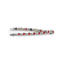 Labor Day Sale - Ruby - Premium Hand Mineral-Infused Negative Ion Bracelet, Stainless Steel, Crystal Detail, Boutique Everyday Wear, Secure Branded Buckle, Jointed Comfort Fit, Limited Lifetime Warranty