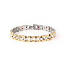 Twist - Premium Hand Mineral-Infused Negative Ion Bracelet, Stainless Steel, Gold Finish, Polished Statement Look, Secure Branded Buckle, Jointed Comfort Fit, Limited Lifetime Warranty