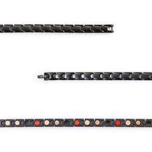 Close-up of Unity negative ion bracelet links with black stainless steel to show detail.