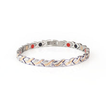 Waves - Premium Hand Mineral-Infused Negative Ion Bracelet, Stainless Steel, Rose Gold Finish, Warm Elegant Boutique Look, Secure Branded Buckle, Jointed Comfort Fit, Limited Lifetime Warranty