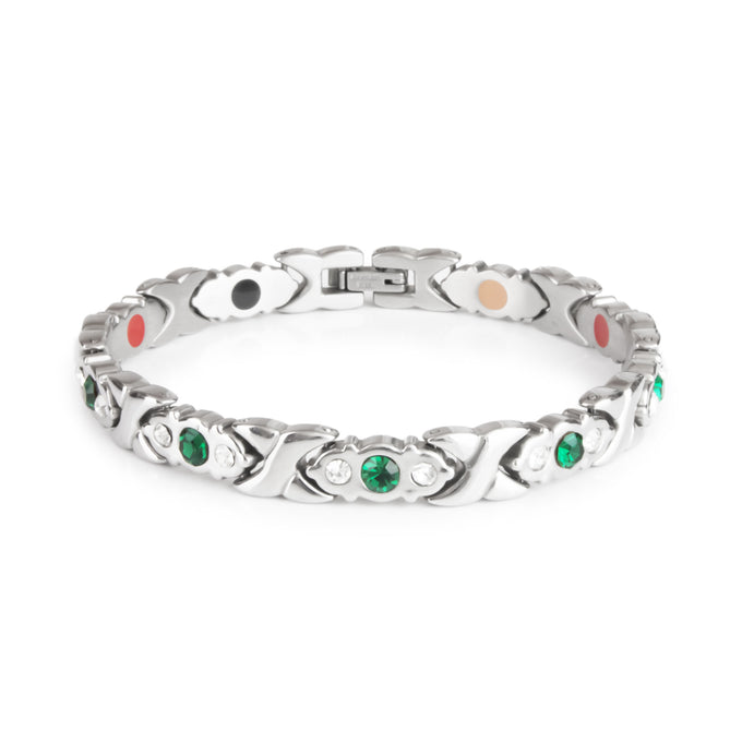 End of Summer Sale - XOXO - Premium Hand Mineral-Infused Negative Ion Bracelet, Stainless Steel, ...