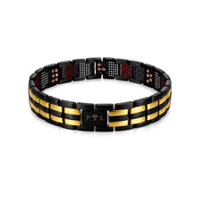 Midnight Gold Link Purlife Multi-Mineral bracelet new clean hero image with PTL tree buckle and mineral points