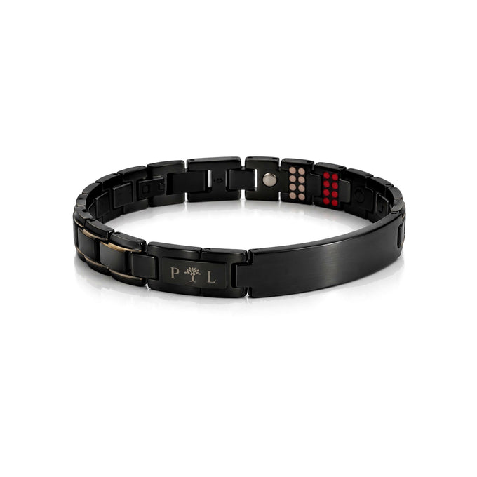 Obsidian Purlife Multi-Mineral bracelet new clean hero image with PTL tree buckle and mineral points