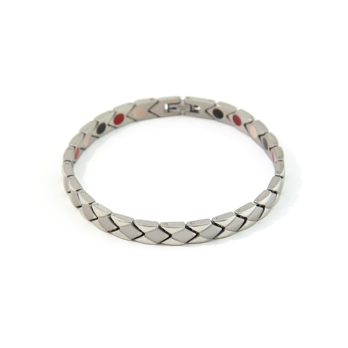 Embrace - Stress Relief Negative Ion Bracelet, Stainless Steel Rhombus