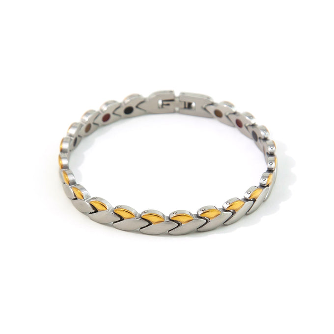Energy - Negative Ion Chain Bracelet - Brushed Stainless Steel and Polished Gold