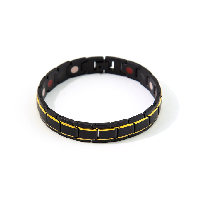 Elements - Negative Ion Bracelet, Stainless Steel Brushed Black and Gold