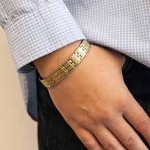 Rey - Two-Tone Negative Ion Bracelet, Stainless Steal and Gold Plated