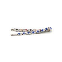 Capri - Negative Ion Bracelet, Polished Stainless Steel with Blue Crystals