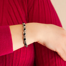 Deep Night - Negative Ion Bracelet, Stainless Steel with Black Crystals