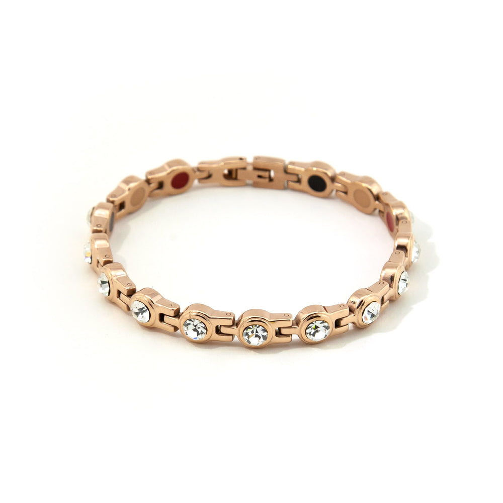 Splendore - Negative Ion Bracelet - Polished Rose Gold Stainless Steel with Swarovski Crystals