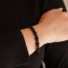 Nocturne - Negative Ion Bracelet, Polished Black Stainless Steel Black Crystals