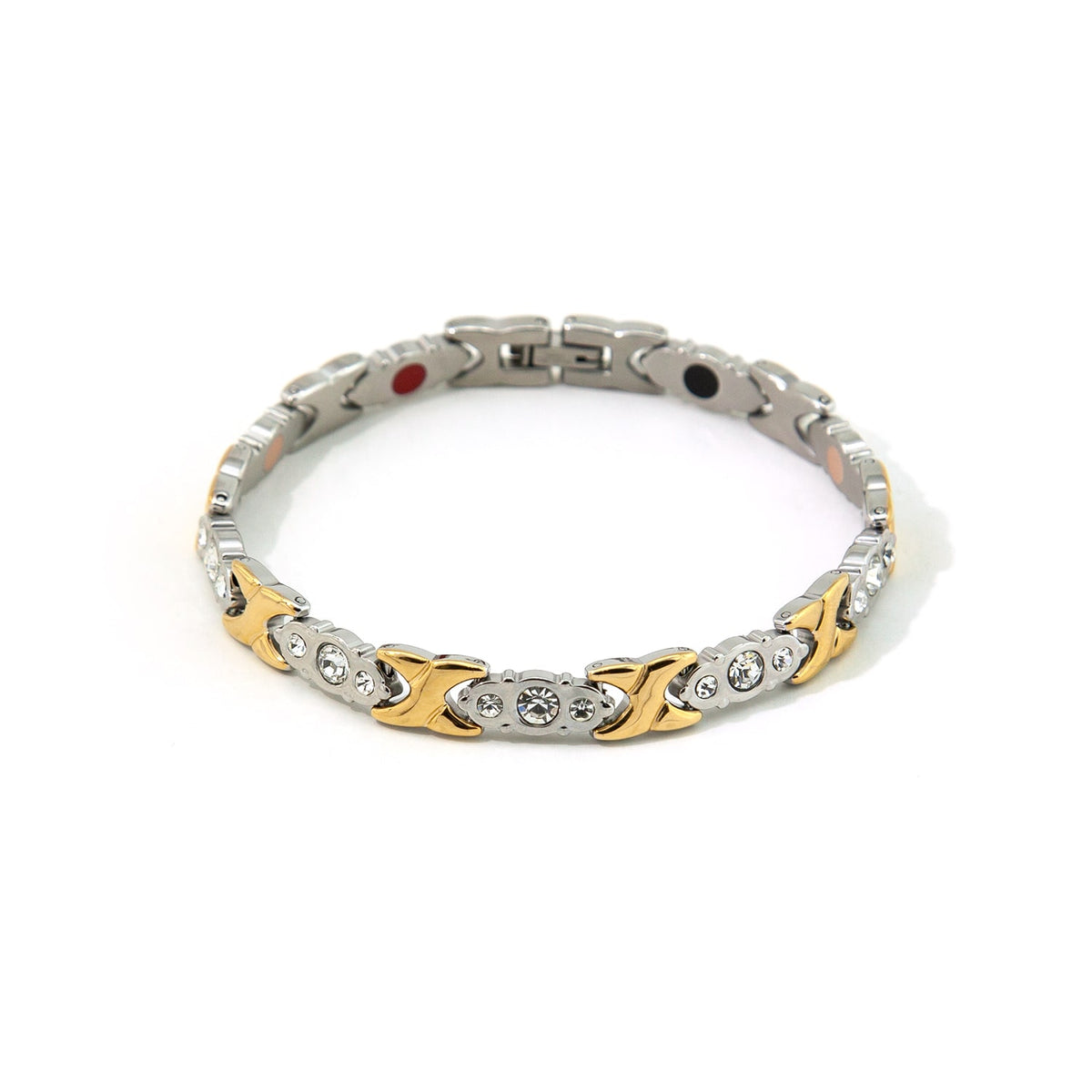 Brilliance - Negative Ion Bracelet, Gold &amp; Stainless Steel with Swarovski Crystals