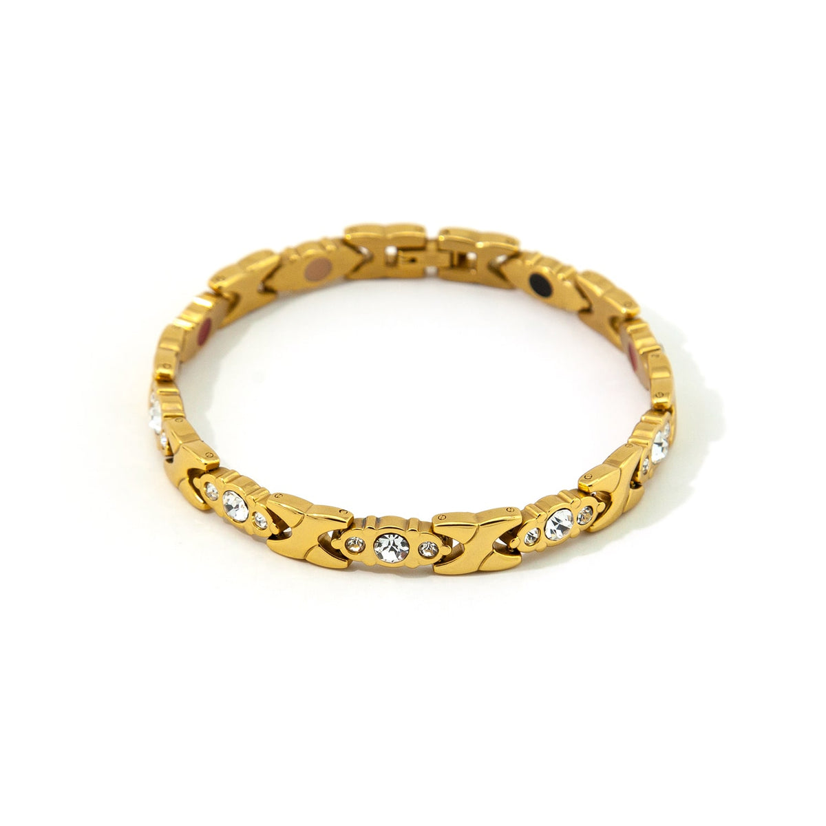 Goldie - Stainless Steel Negative Ion Bracelet, Gold Plated with Swarovski Crystals