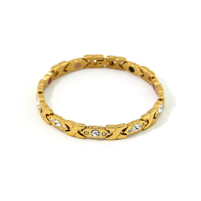 Goldie - Stainless Steel Negative Ion Bracelet, Gold Plated with Swarovski Crystals