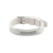 Magical -White Silicone Negative Ion Bracelet - 24 Swarovski Crystals