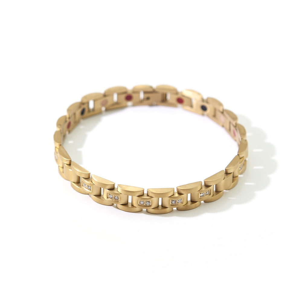 Morning Star - Diamonds Negative ion bracelet, interlock gold