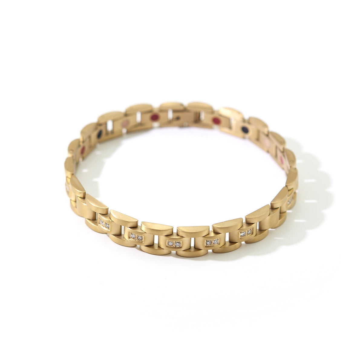 Morning Star - Diamonds Negative ion bracelet, interlock gold